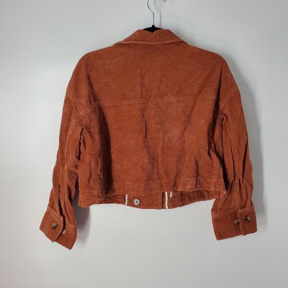 J.O.A. Orange Cropped Corduroy Utility Jacket S - Picture 7 of 9